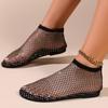 Verão 2023 novas sandálias de bico redondo malha oca vermelho diamante-embutido botas curtas verão sexy cross-border plus size sapatos baixos