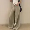 LS Marca NuevaEtiqueta Negra Marca de Lujo Minimalista Nuevo Verano Simple Modernos Relajados Jeans de Pierna Ancha S2511