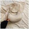 Bolso de Lona con Patrón de Lichi en Forma de Media Luna, Bolso Cruzado Pequeño de Nicho Francés para Mujer, Nuevo Bolso de Hombro Vintage para Viajes 2024