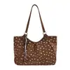 Bolsa tote casual para mulheres, nova coleção de outono 2026, design de bolinhas, bolsa de ombro, bolsa de axila, grande capacidade, adequada para escola e trabalho