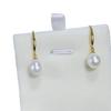 Pendientes de perla de agua dulce natural de 8-9 mm con forma ovalada de arroz, pequeños y ligeros, para mujer.