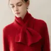 Cachecol pequeno para aquecimento e decoração, novo modelo outono e inverno, 75% cashmere, 25% seda de amoreira, aquecedor de pescoço quente de tricô liso unissex