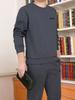 Novo conjunto esportivo casual de algodão para outono e inverno masculino, conjunto de duas peças com suéter de gola redonda para fitness e corrida, masculino de meia-idade