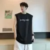 Camiseta Esportiva de Algodão Puro para Homens, Camiseta Regata Fina Respirável de Verão, Top Camiseta Regata Oversize Estilo Americano para Homens, Tendência