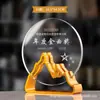 Nuevo trofeo de metal de cristal de alta calidad al por mayor, medalla anual de negocio para empleados destacados de empresa creativa, premios de competición