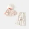Sudadera con Capucha de Dibujos Animados Nueva Primavera Chaqueta para Niña Pantalones Estampados para Niño Conjunto de Dos Piezas Atuendo de Algodón Puro para Niña