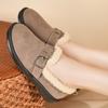 Sapatos de Algodão Estilo Chanel Inverno 2025 Novo Estilo com Forro de Lã para Mulheres, Botas de Algodão Estilo Birkenstock Retrô da Temu, Botas de Neve Espessadas com Forro de Lã para Mulheres