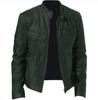 2024 Comércio Exterior Aliexpress Masculino Tamanho Grande Zíper Cardigã Bolso Couro PU Gola Alta Slim Jaqueta de Couro Atacado