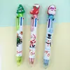 Presente de Natal Caneta de Dez Cores Caneta de Natal Árvore de Natal Rena Desenho Animado Fofo Caneta Esferográfica de Pressão Colorida de 6 Cores