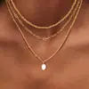 Collar con Colgante de Zirconia Gota de Agua y Cadena Retorcida Efecto Onda de Agua Transfronterizo Europeo y Americano Cadena Clavicular Pequeña y Única para Mujer