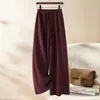 Pantalones de acetato y lana estilo fideo de arroz, engrosados para abrigar en otoño e invierno, de cintura alta, pantalones anchos y fluidos, nuevo estilo 2025, pantalones casuales rectos y holgados