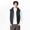Nueva colección de invierno: Chaleco de plumón con capucha versátil para hombre, con 90% de plumón de pato blanco, un corte casual y holgado, y que proporciona calidez