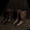 Botas de altura media para mujer, de piel de vaca de primera capa, nuevo estilo otoño e invierno, botines casuales de cuero suave sin cordones y punta cuadrada para mujer, color desgastado, talla 40