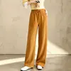Pantalones rectos de franela de cintura alta con cordón para mujer, pantalones casuales holgados de moda clásica, nuevo estilo de otoño 2026 pantalones mom