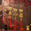 Decoraciones de Bonsái para Año Nuevo 2026 Colgantes Pequeños Árbol de Año Nuevo Plantas Verdes en Maceta Pequeños Farolillos Rojos Colgantes Decoraciones del Festival de Primavera
