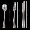 Cuchillo, tenedor y cuchara desechables de plástico con relieve de polvo dorado retro, vajilla de comida occidental de tres piezas en oro rosa dorado, venta al por mayor transfronteriza