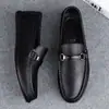 Zapatos de piel de marca de alta gama, zapatos casuales de piel para hombre sin cordones, mocasines de piel de vaca genuina para negocios, piel suave, suela suave
