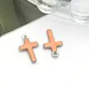 Aço Inoxidável Colorido Cruz de Esmalte Dupla Face Pingente de Gotejamento de Óleo Acessórios para Joias de Pulseira DIY 10X6Mm