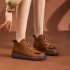 Botas Nuevas de Cremallera Lateral Otoño e Invierno 2024 Botines Cortos Vintage de Piel Genuina Capa Superior de Piel de Vaca para Mujer Botines Cortos Casuales Planos de Punta Redonda