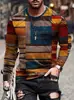 Nueva camisa casual de manga larga para hombre con cuello redondo, estampado digital 3D degradado, casual para exteriores, comercio exterior transfronterizo