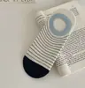 Calcetines Finos de Rayas de Verano Sin Muestra Estilo Coreano Calcetines de Rayas Dopamina Miu Calcetines Cortos Invisibles de Corte Bajo para Mujer