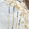Nueva cadena de cuentas estilo chino acero de titanio oro de 18 quilates piedra natural apatita azul collar de cuentas joyería versátil personalidad temperamento