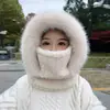 Novo chapéu Lei Feng de inverno forrado com fleece, máscara facial fria espessa, cachecol, integrado ao ar livre, à prova de vento para ciclismo, quente para ciclismo