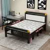 Cama plegable para uso doméstico, cama doble con estructura de hierro y colchón, cama sencilla para viviendas de alquiler, cama de tablero duro, cama para siesta en la oficina, cama individual