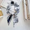 Lenço Longo Pequeno de Flores Vintage para Viagem Feminina Decoração Fita Ins Lenço Joker Tipo Seda Lenço Feminino Atacado