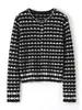 Conjunto estilo Chanel pequeño, top de cárdigan de punto con cuello redondo, abrigo suéter a rayas de cachemira pura para mujer, engrosado para otoño e invierno
