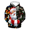 Sudadera con capucha para hombre con estampado digital 3D transfronteriza 2024 nuevo Amazon transfronterizo Halloween Papá Noel personalidad