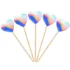 Inserts decorativos para pastel de cumpleaños de papel brillante, estrellas de cinco puntas y corazones, toppers pequeños para decoración de postres de fiesta, 5 piezas