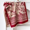 Novo cachecol de Caxemira 2024 com figura de flor e pássaro, conceito artístico antigo, cachecol de dupla face outono e inverno, xale quente de alto padrão para o inverno
