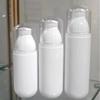 En stock 100 ml150ml botella con fondo redondo de pulverización ultra fina botella de plástico PET blanco para loción botella para rellenar limpiador facial