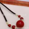 Colgante de cuentas de transferencia de cinabrio Ore Zijin, colgante de cadena de clavícula para mujer, collar de cuentas redondas de cinabrio