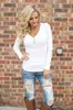 Outono e Inverno 2018 Mais Vendido Amazon AliExpress wish Moda Europeia e Americana Sexy Cor Sólida Manga Longa Camiseta Top