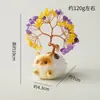 Árbol de Cristal Natural Amatista Rosa Árbol de la Fortuna Base de Resina de Gato Adornos de Cristal para Escritorio Accesorios para Estación de Trabajo