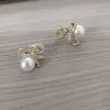 Pendientes de Perla con Lazo Micro-pavimentado de Circonita Lujo Accesible Nicho Diseño de Moda Simple Pendientes Frescos y Exquisitos para Dama