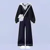 Conjunto moderno de dos piezas para niñas 2026: top con capucha de moda con diseño de dos piezas falso, combinado con pantalones vaqueros estilo coreano