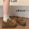 Em estoque~Outono de 2026 novo estilo sapatos com velcro para mulheres, mocassins feios-fofos de bico largo, tênis casuais, sapatos de skate