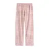Calça Pijama Muji Estilo Japonês 100% Algodão Flanela Algodão Escovado Todas as Estações Calça de Casa Solta Casual Unissex Calça de Casa