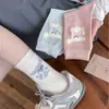 Calcetines de Cachorro con Lazo para Mujer, Nuevo Estilo Primavera y Verano, Calcetines de Algodón Sencillos de Dibujos Animados, Calcetines de Media Pantorrilla Estilo Estudiante Japonés