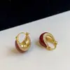 Pendientes Redondos Rojos Retro Franceses para Mujer, Únicos, Lujo Ligero, Gama Alta, Pendientes de Esmalte, Pendientes Elegantes de Otoño e Invierno