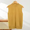 Camiseta Nueva de Primavera y Otoño 2024 con Cuello Medio Alto para Mujer, Camiseta Básica sin Mangas, Manga de Canesú, Chaleco de Punto, Top de Punto Interior
