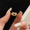 Anillo abierto de lujo de estilo antiguo medio con diamantes de colores y luz arcoíris, de alto nivel, con circonita roja, elegante y ajustable para mujer.