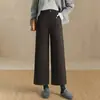 Pantalones de Lana de Pierna Ancha de Moda para Mujer 2026 Otoño/Invierno Nuevos Pantalones Rectos de Cintura Alta Elásticos Pantalones Cropped Elegantes Petite