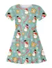 Vestido Curto de Manga Curta Soltinho para Meninas com Estampa Digital 3D de Boneco de Neve de Desenho Animado para o Natal - Comércio Exterior Transfronteiriço Europeu e Americano