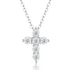 Collar con Colgante de Cruz de Moissanita Plata de Ley Cadena para Clavícula de Lujo Ligero Gama Alta Nicho Moda Versátil Joyería al por Mayor