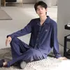 Pijama Masculino Outono e Inverno, Manga Longa e Calça Longa, Espessado e Quente, Sensação de Alto Padrão, Conjunto de Duas Peças Loungewear Plus Size