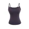 Camisole Fitness Verão com Bojo de Peito Nylon Secagem Rápida Cintura Elástica Grande Top Esportivo Anti-Queda com Bojo
